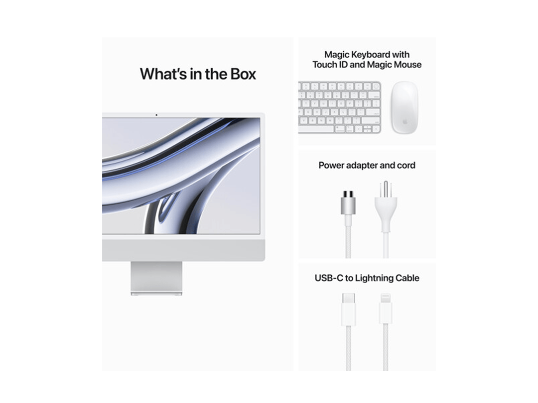 Apple iMac With Retina 24-Inch 4.5K Display M3 Chip with 8-core CPU and 10-core GPU / 8GB / 256GB SSD - Silver in Qatar Apple iMac With Retina 24-Inch 4.5K Display M3 Chip with 8-core CPU and 10-core GPU / 8GB / 256GB SSD - Silver in Qatar